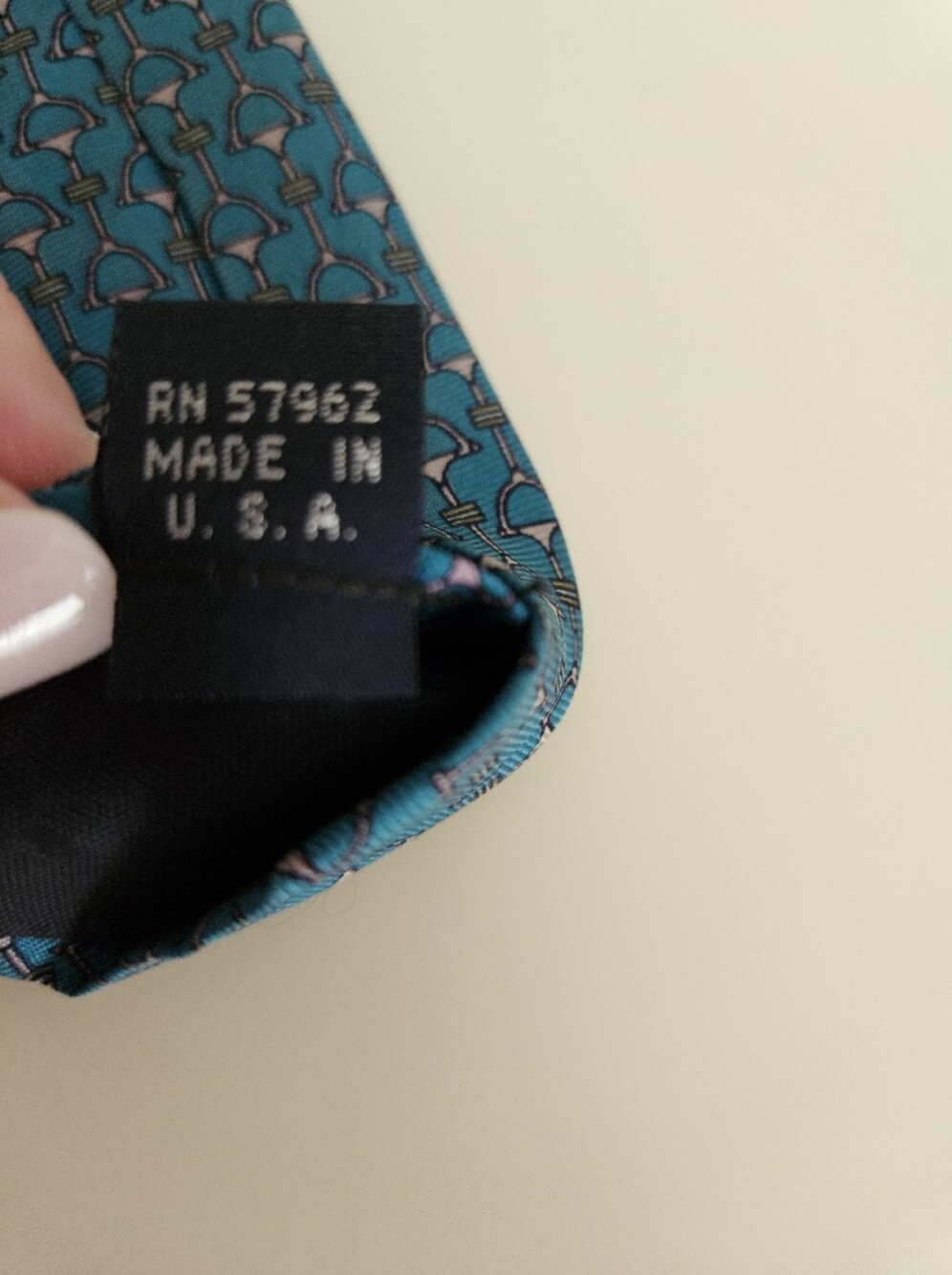 BROOKS BROTHERS Teal Blue Pink Equestrian Horse Bit Print Silk Tie - Picture 6 of 8